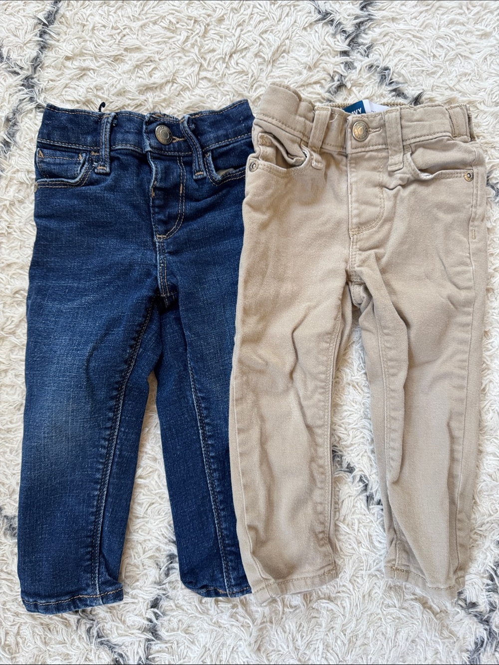 Toddler Denim Jeans and Khaki Pants Set - Blue and Tan